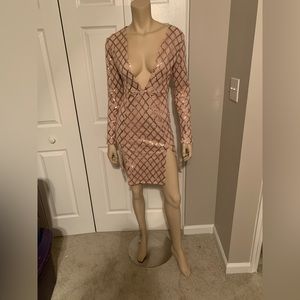 Rose gold sequin dress